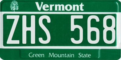 VT license plate ZHS568