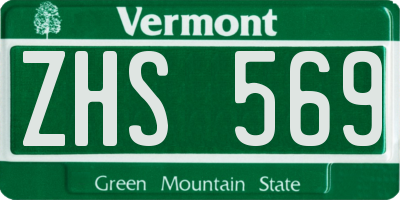 VT license plate ZHS569