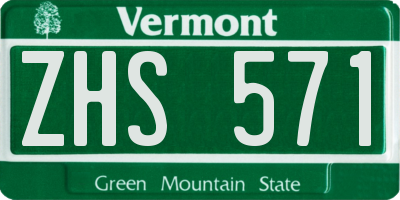VT license plate ZHS571