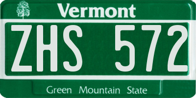 VT license plate ZHS572