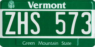 VT license plate ZHS573
