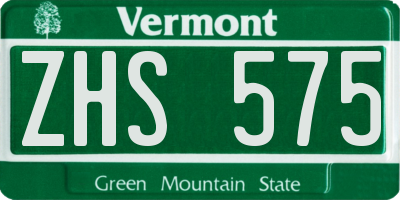 VT license plate ZHS575