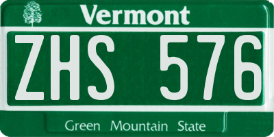 VT license plate ZHS576