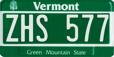 VT license plate ZHS577