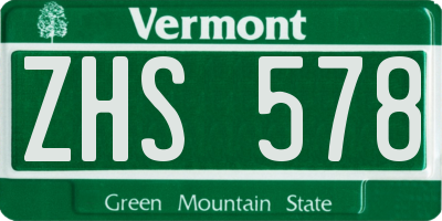 VT license plate ZHS578