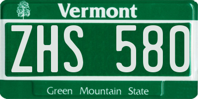VT license plate ZHS580