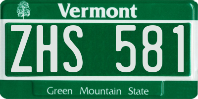 VT license plate ZHS581