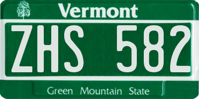 VT license plate ZHS582