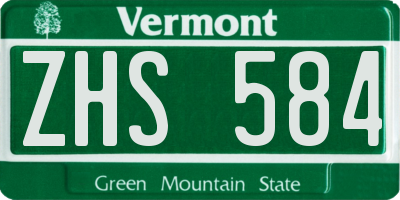 VT license plate ZHS584