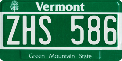 VT license plate ZHS586