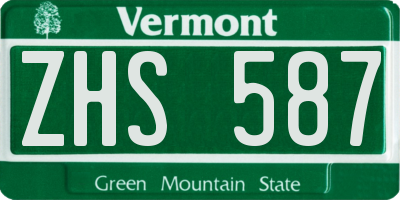 VT license plate ZHS587