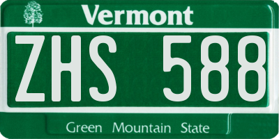 VT license plate ZHS588
