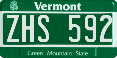 VT license plate ZHS592