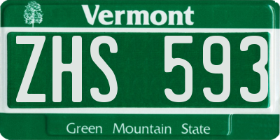 VT license plate ZHS593
