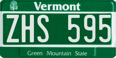 VT license plate ZHS595