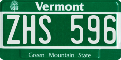 VT license plate ZHS596