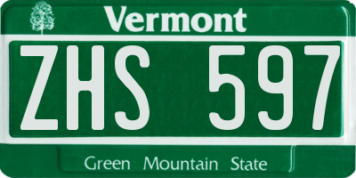 VT license plate ZHS597