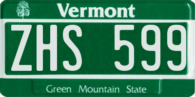 VT license plate ZHS599