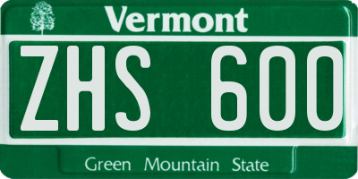 VT license plate ZHS600