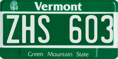 VT license plate ZHS603