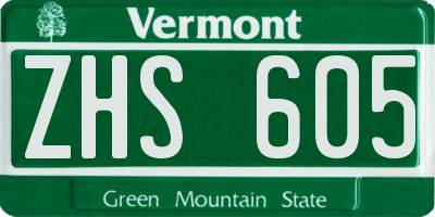 VT license plate ZHS605