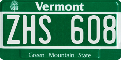 VT license plate ZHS608