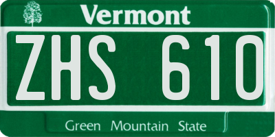 VT license plate ZHS610