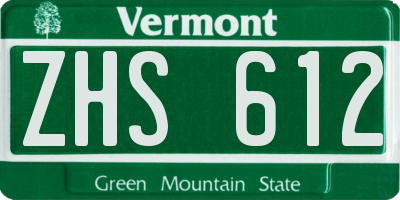VT license plate ZHS612
