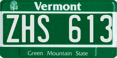 VT license plate ZHS613