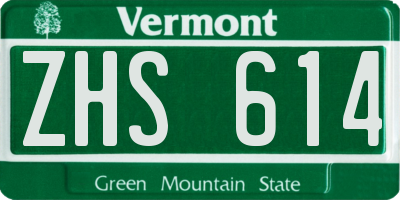 VT license plate ZHS614