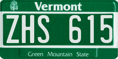 VT license plate ZHS615