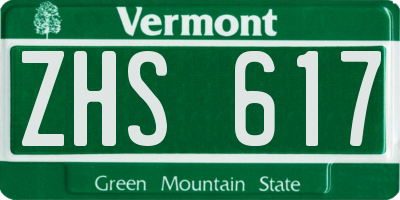 VT license plate ZHS617