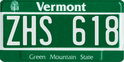 VT license plate ZHS618