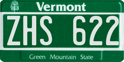 VT license plate ZHS622