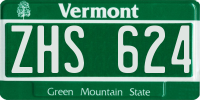 VT license plate ZHS624