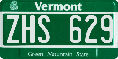 VT license plate ZHS629