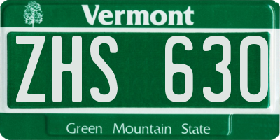 VT license plate ZHS630