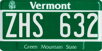 VT license plate ZHS632