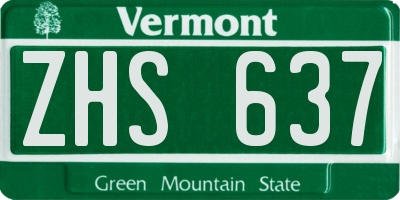 VT license plate ZHS637