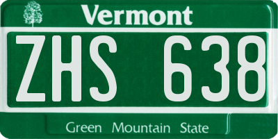VT license plate ZHS638