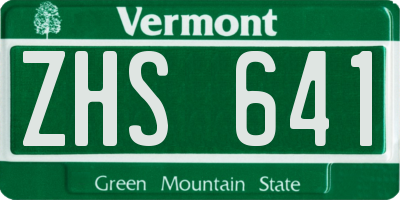 VT license plate ZHS641