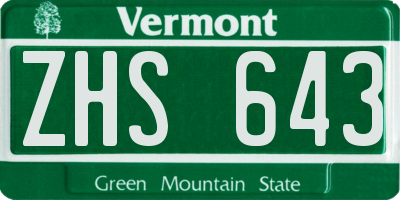 VT license plate ZHS643