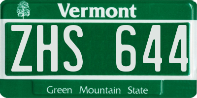 VT license plate ZHS644