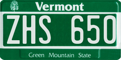 VT license plate ZHS650