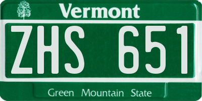 VT license plate ZHS651