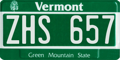 VT license plate ZHS657