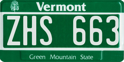VT license plate ZHS663