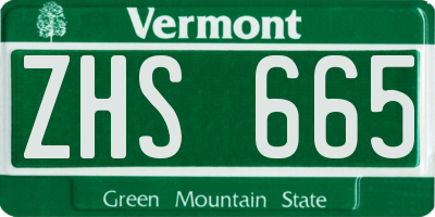 VT license plate ZHS665