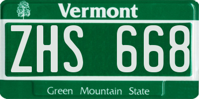 VT license plate ZHS668