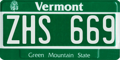 VT license plate ZHS669